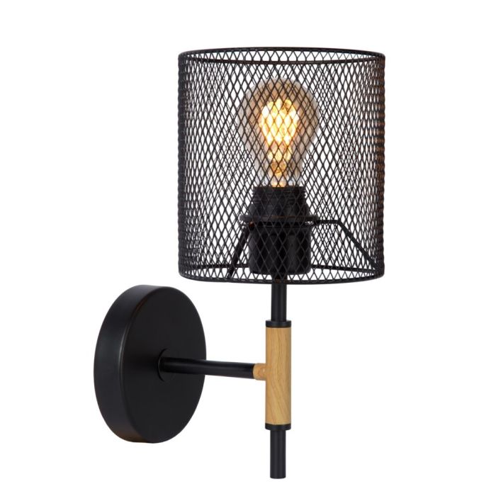 Zwarte wandlamp Baskett, staal
