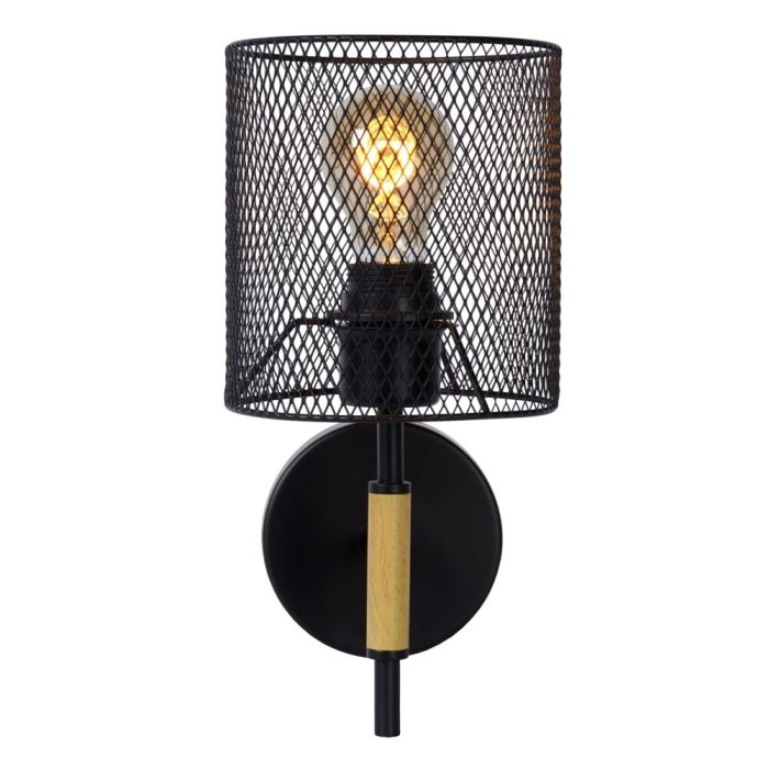 Zwarte wandlamp Baskett, staal