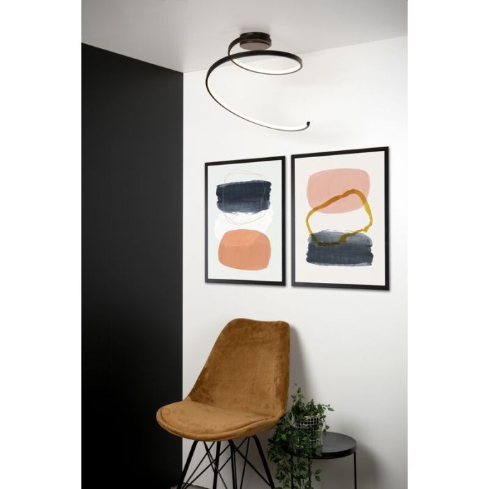 Zwarte plafonniere Maxence, kunststof, 24w warm wit