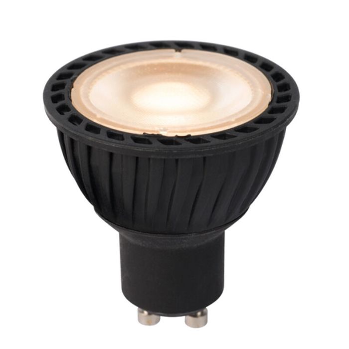 Dimbare Lucide GU10 LED lamp, Jordan, zwart, 5W, dim to warm