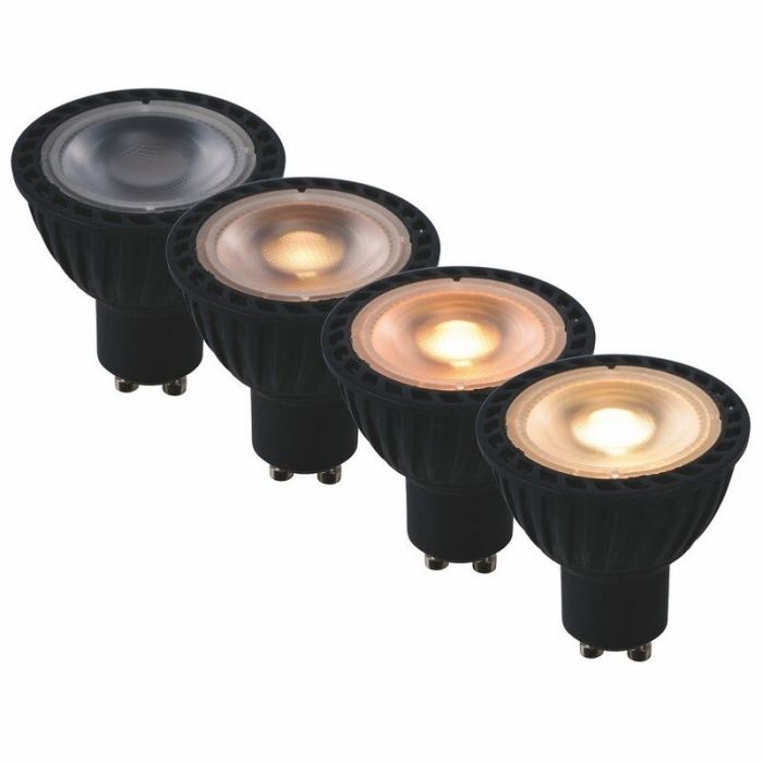 Dimbare Lucide GU10 LED lamp, Jordan, zwart, 5W, dim to warm