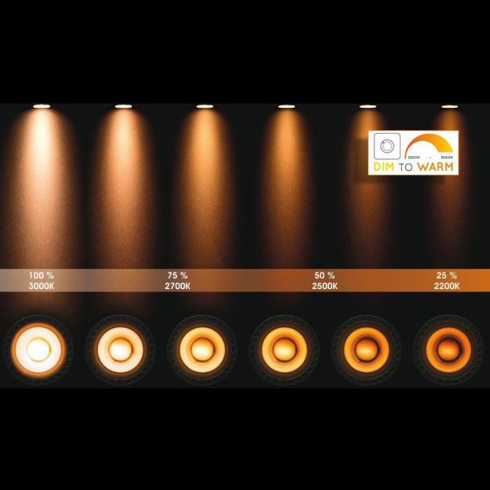 Dimbare Lucide GU10 LED lamp, Jordan, zwart, 5W, dim to warm