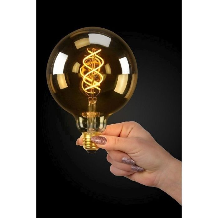 Dimbare E27 LED filament G125 bollamp Extra groot, Extra warm wit, 5 Watt