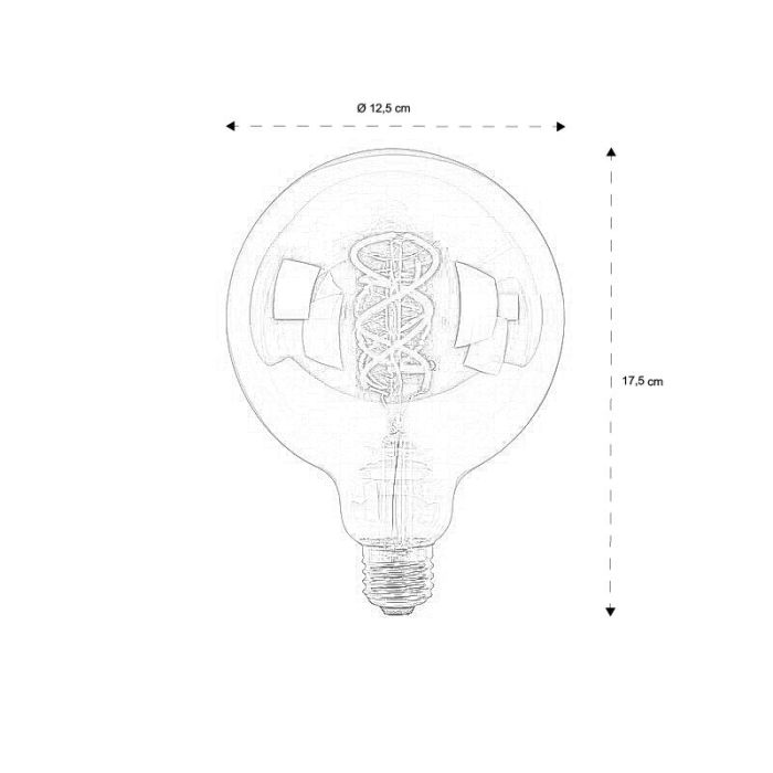 Dimbare E27 LED filament G125 bollamp Extra groot, Extra warm wit, 5 Watt