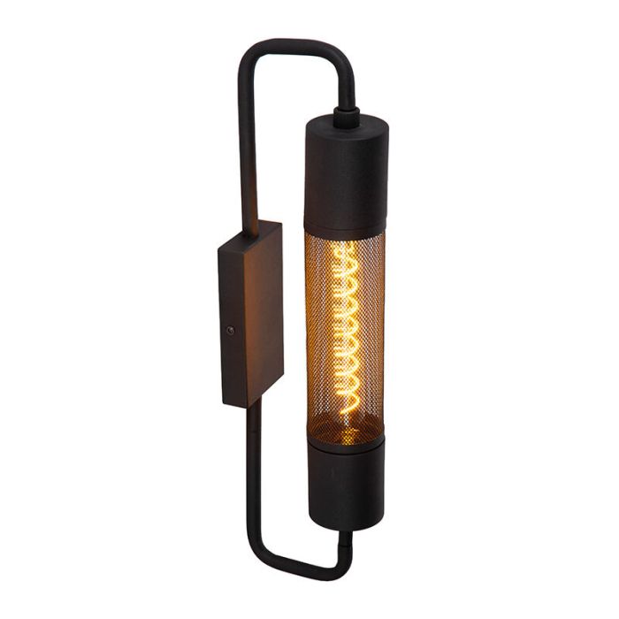 Zwarte wandlamp Calixt, staal