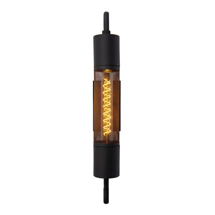 Zwarte wandlamp Calixt, staal