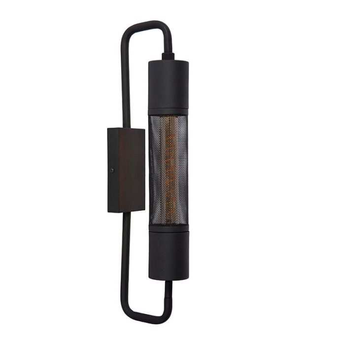 Zwarte wandlamp Calixt, staal
