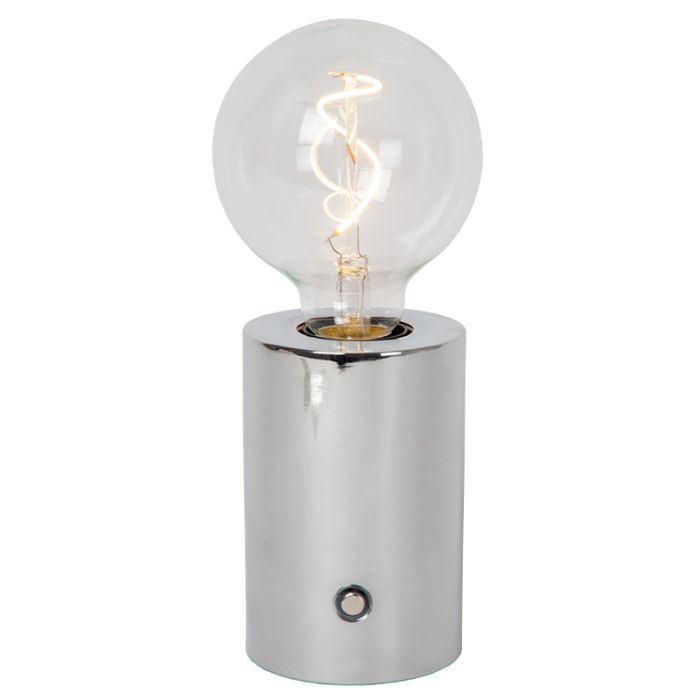 Chromen oplaadbare tafellamp modern, Vivo, met touchdimmer