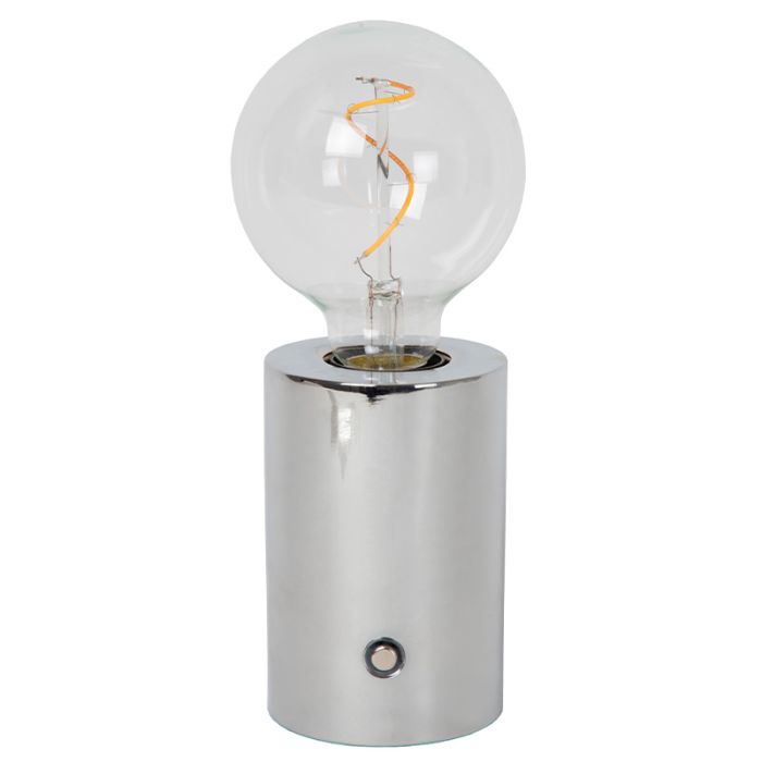 Chromen oplaadbare tafellamp modern, Vivo, met touchdimmer