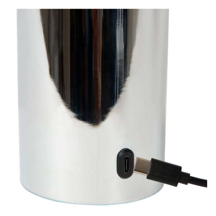 Chromen oplaadbare tafellamp modern, Vivo, met touchdimmer
