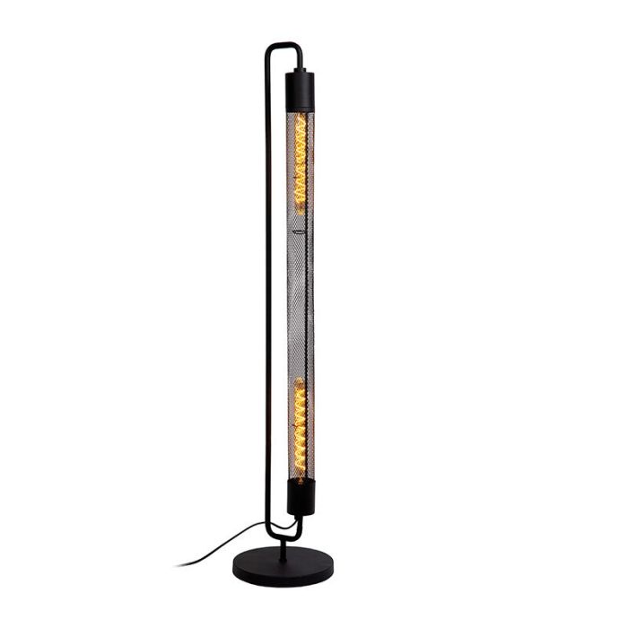 Zwarte vloerlamp Calixt, staal, met aan/uit schakelaar