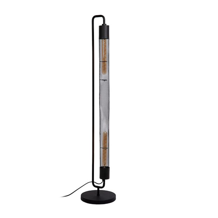Zwarte vloerlamp Calixt, staal, met aan/uit schakelaar