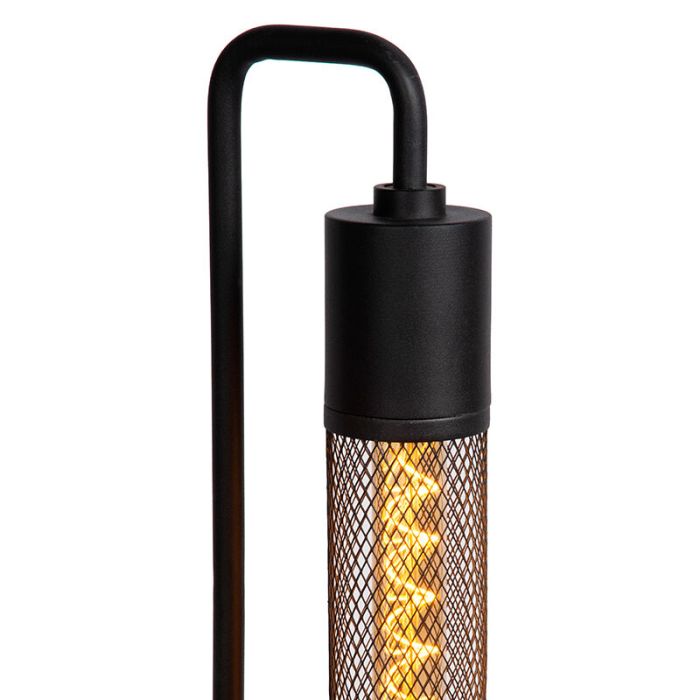 Zwarte vloerlamp Calixt, staal, met aan/uit schakelaar