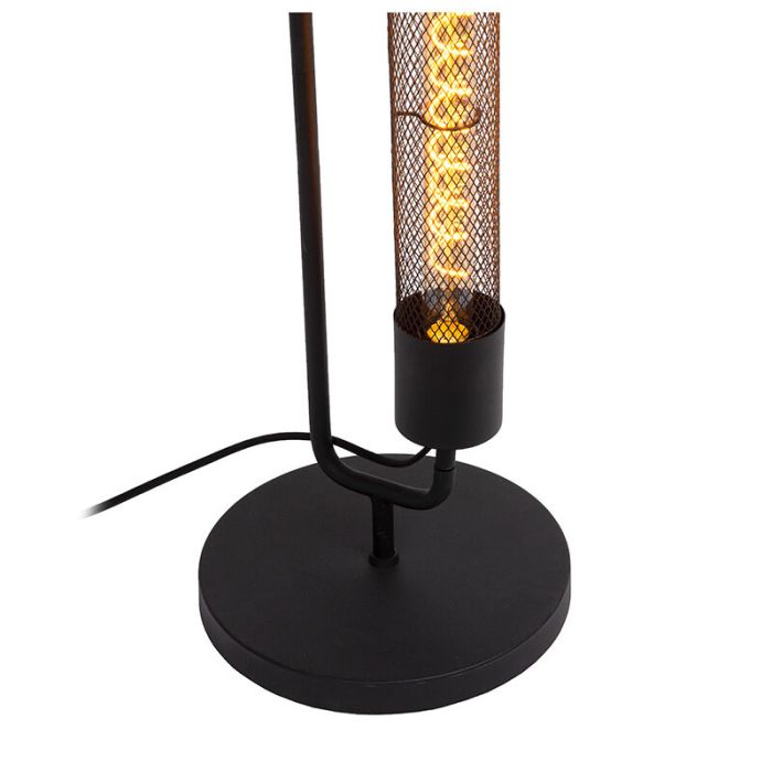 Zwarte vloerlamp Calixt, staal, met aan/uit schakelaar