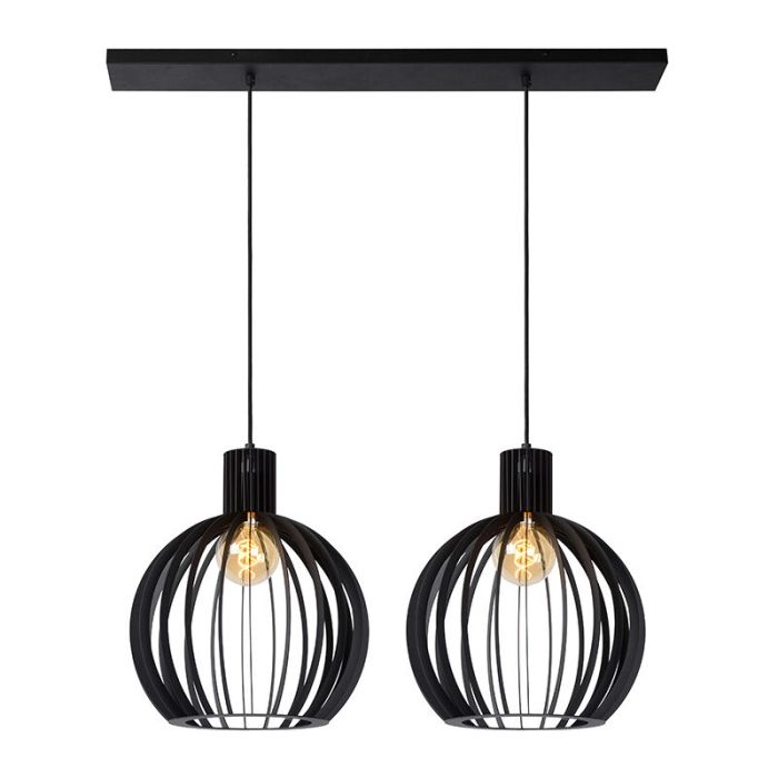 Zwarte moderne hanglamp, Mikaela, metaal