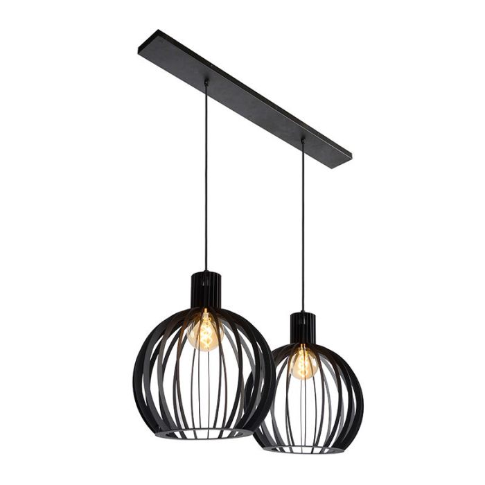 Zwarte moderne hanglamp, Mikaela, metaal