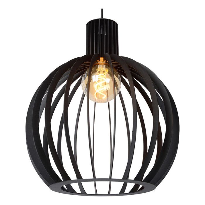 Zwarte moderne hanglamp, Mikaela, metaal