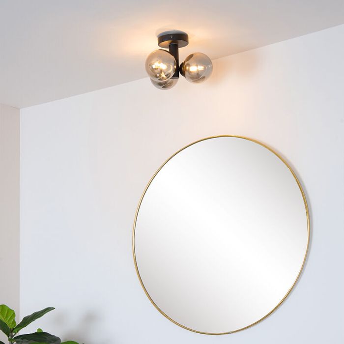 Zwarte badkamer plafondlamp modern, Trudy, IP44