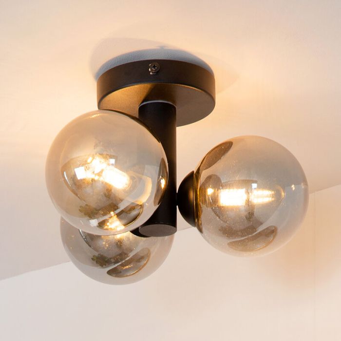 Zwarte badkamer plafondlamp modern, Trudy, IP44