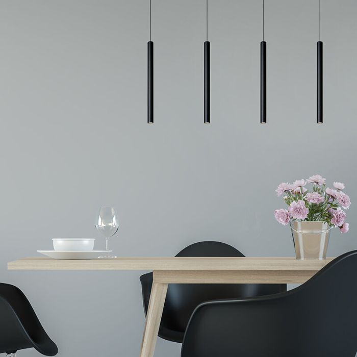 Zwarte moderne hanglamp, Lorenz, aluminium