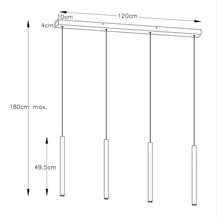 Zwarte moderne hanglamp, Lorenz, aluminium