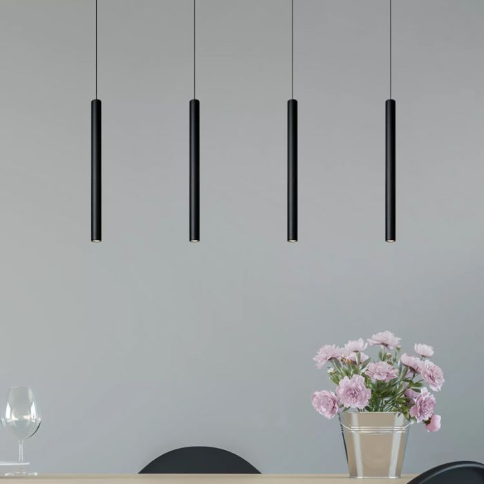 Zwarte moderne hanglamp, Lorenz, aluminium
