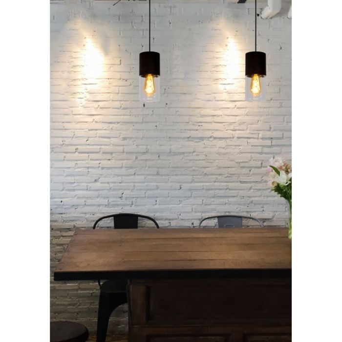 Zwarte hanglamp Zino, glas