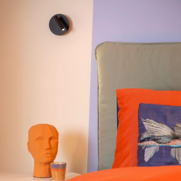 Zwarte bedlamp modern, Jolijn, 2W, 3000K LED, met schakelaar