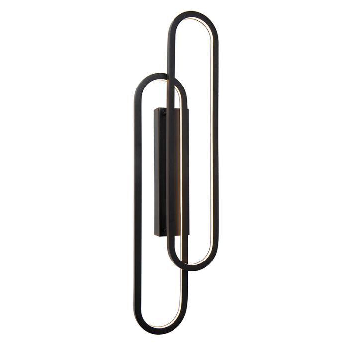 Zwarte wandlamp modern, Thelma, 33W, dim to warm LED