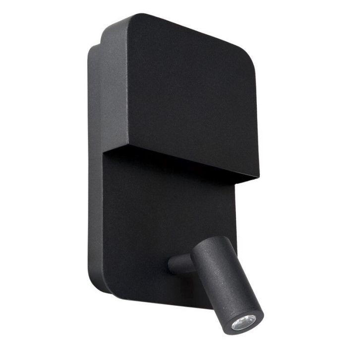 Zwarte wandlamp modern, Boxer, 5W, 3000K LED, met schakelaar