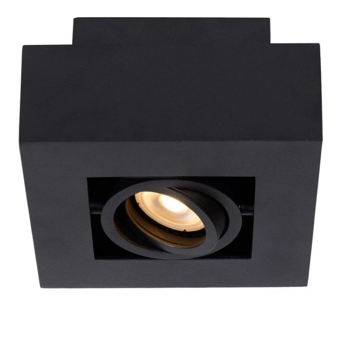 Zwarte dim to warm plafondspot Xirax, incl. 1x 5w GU10