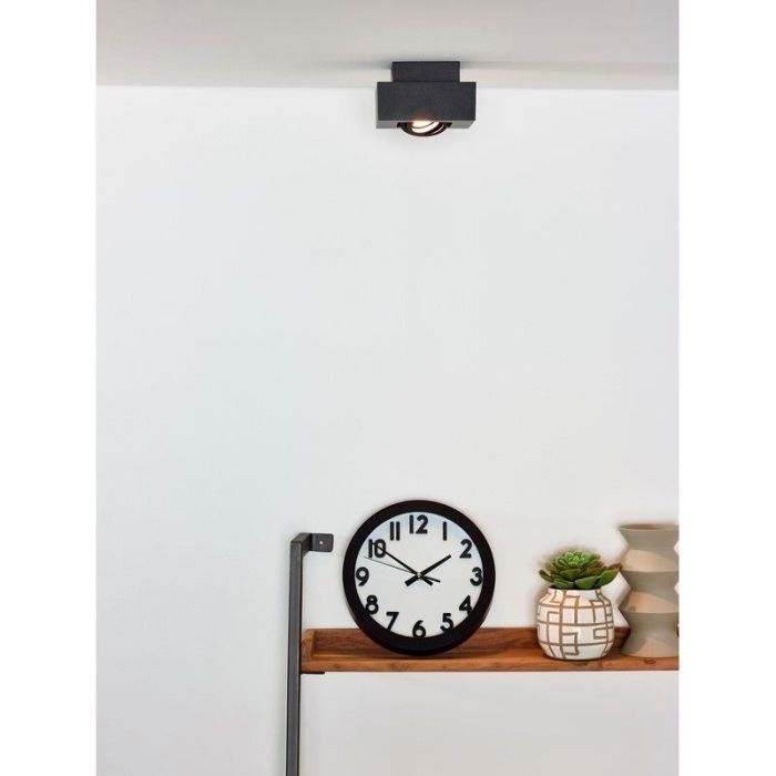 Zwarte dim to warm plafondspot Xirax, incl. 1x 5w GU10
