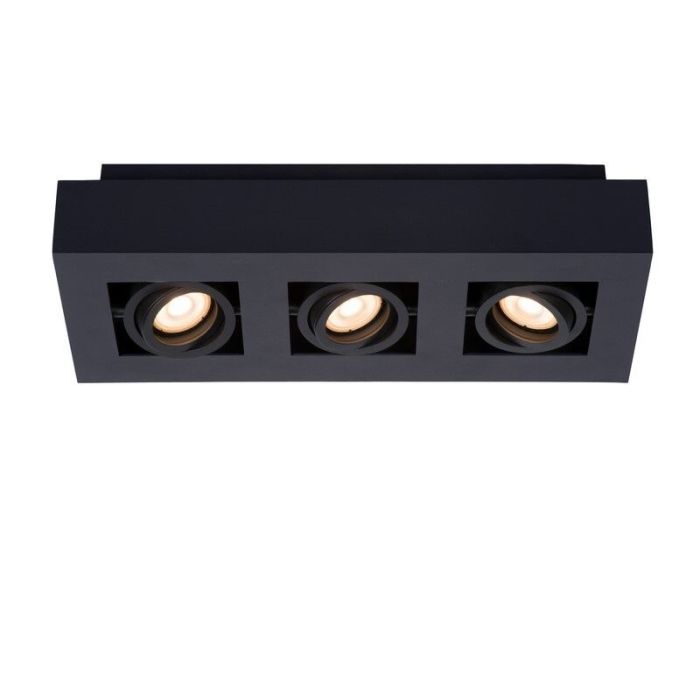 Zwarte dim to warm plafondspot Xirax, incl. 3x 5w GU10