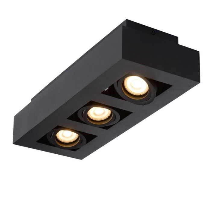 Zwarte dim to warm plafondspot Xirax, incl. 3x 5w GU10
