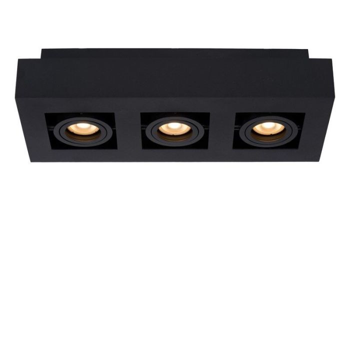 Zwarte dim to warm plafondspot Xirax, incl. 3x 5w GU10
