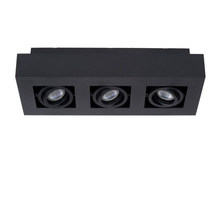 Zwarte dim to warm plafondspot Xirax, incl. 3x 5w GU10