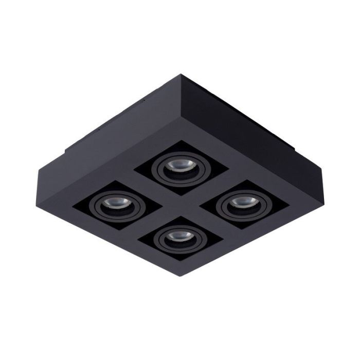 Zwarte dim to warm plafondspot Xirax, incl. 4x 5w GU10