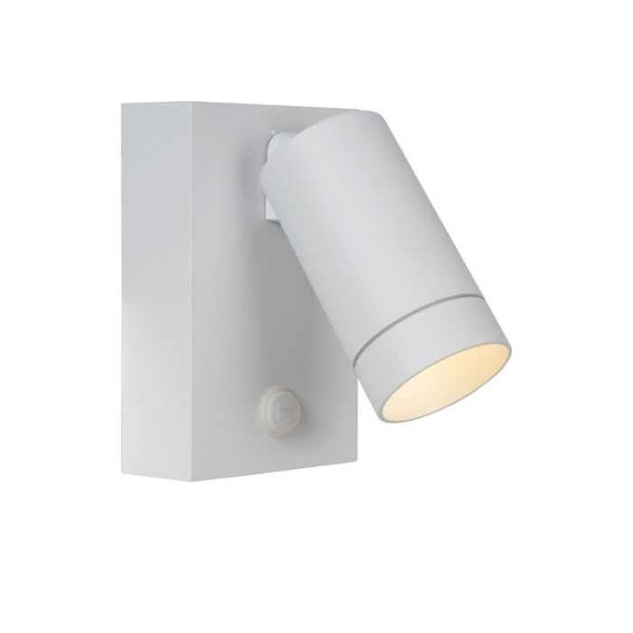 Witte buitenlamp met bewegingssensor Taylor, aluminium