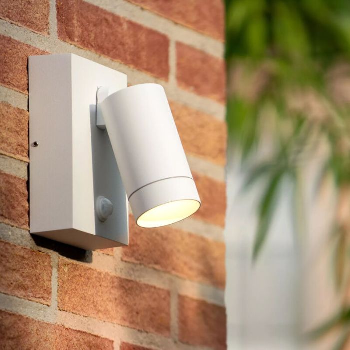 Witte buitenlamp met bewegingssensor Taylor, aluminium