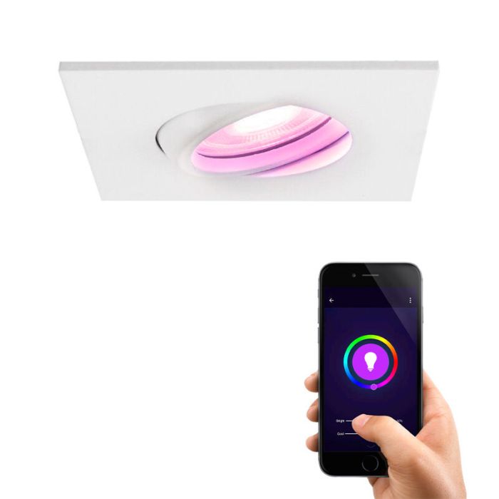 Moderne smart inbouwspot wit, Jill, IP65, 4,5W, RGBW