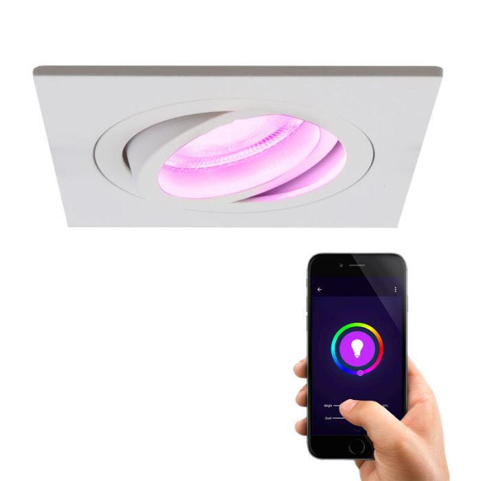 Aluminium smart inbouwspot wit, Scott, 4,5W, RGBW