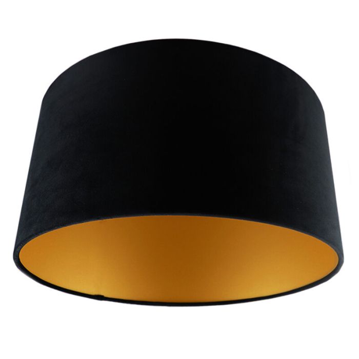 Zwart/gouden velours lampenkap Milene, 40 cm