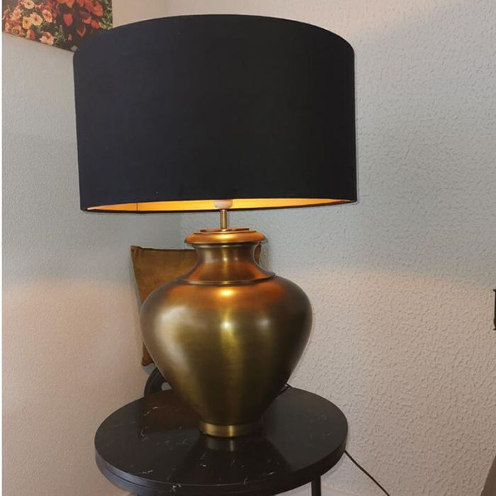 Zwart/gouden velours lampenkap Milene, 40 cm