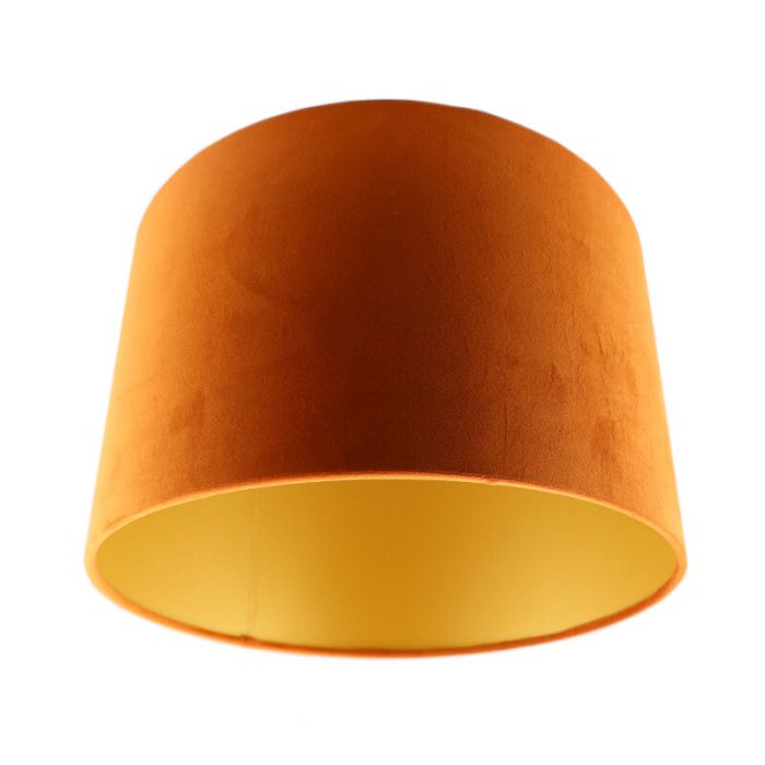 Oranje/gouden velours lampenkap Madelyn, 30 cm