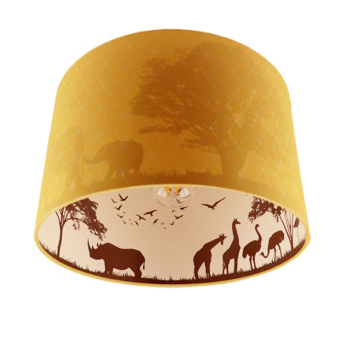 Gele dieren kinderkamer plafondlamp Safari, Binnenzijde doorschijnend