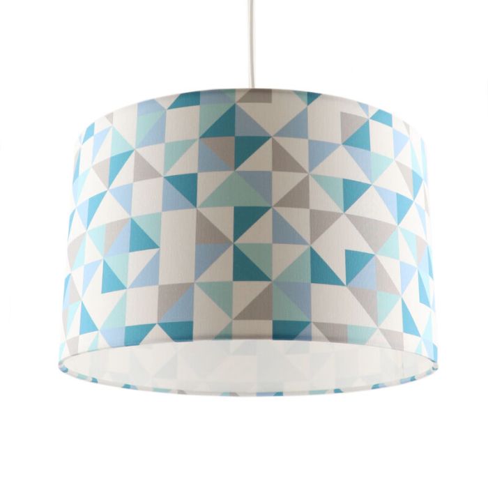 Ruitjesmotief hanglamp blauw, tienerkamer