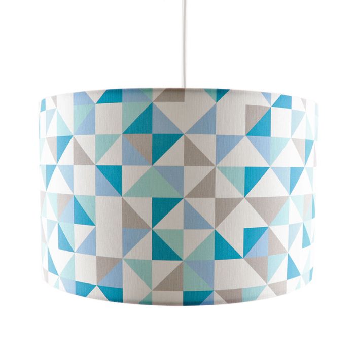 Ruitjesmotief hanglamp blauw, tienerkamer