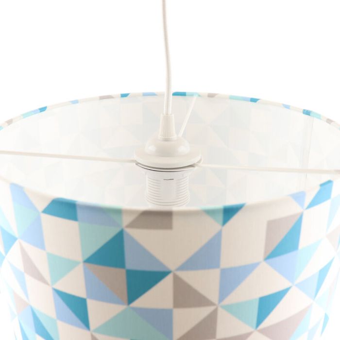 Ruitjesmotief hanglamp blauw, tienerkamer