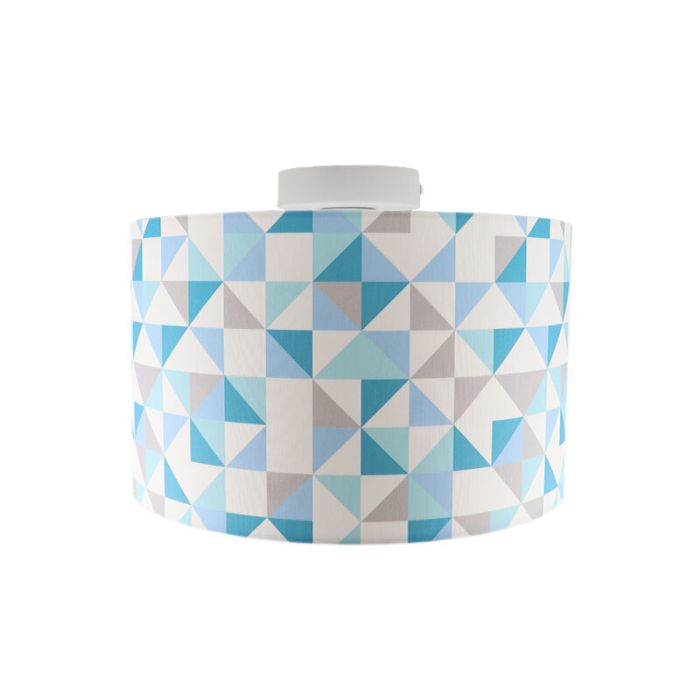 Ruitjesmotief plafondlamp blauw, tienerkamer