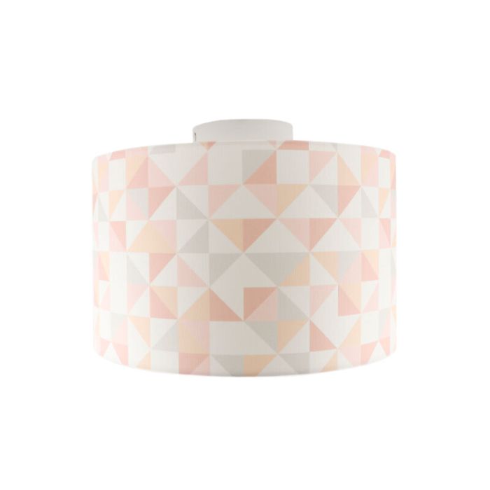 Ruitjesmotief plafondlamp roze, tienerkamer